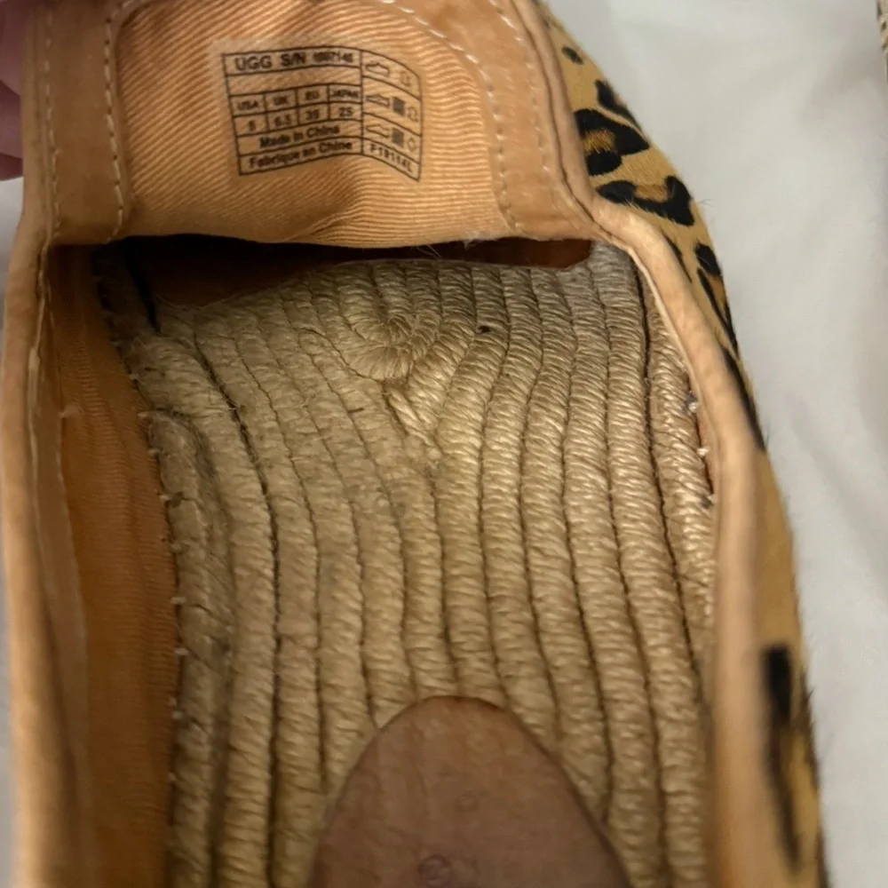 UGG Sandrinne Calf Hair Leopard Print Espadrille Shoes